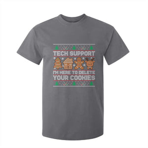 Funny Christmas Tech Support T Shirt For Kid Computer Programmer Gift Here To Delete Cookies Ugly Xmas TS10 Charcoal Print Your Wear