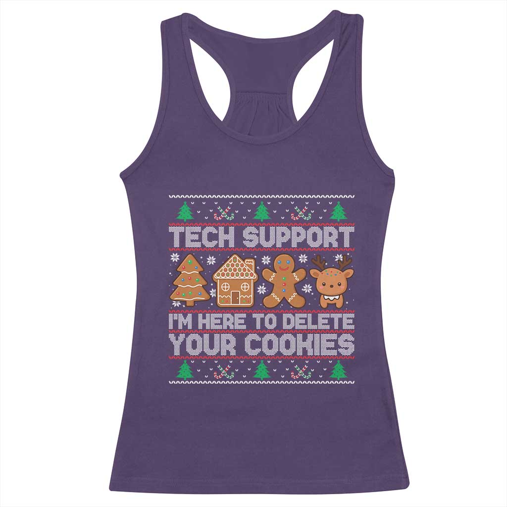 Funny Christmas Tech Support Racerback Tank Top Computer Programmer Gift Here To Delete Cookies Ugly Xmas TS10 Purple Print Your Wear