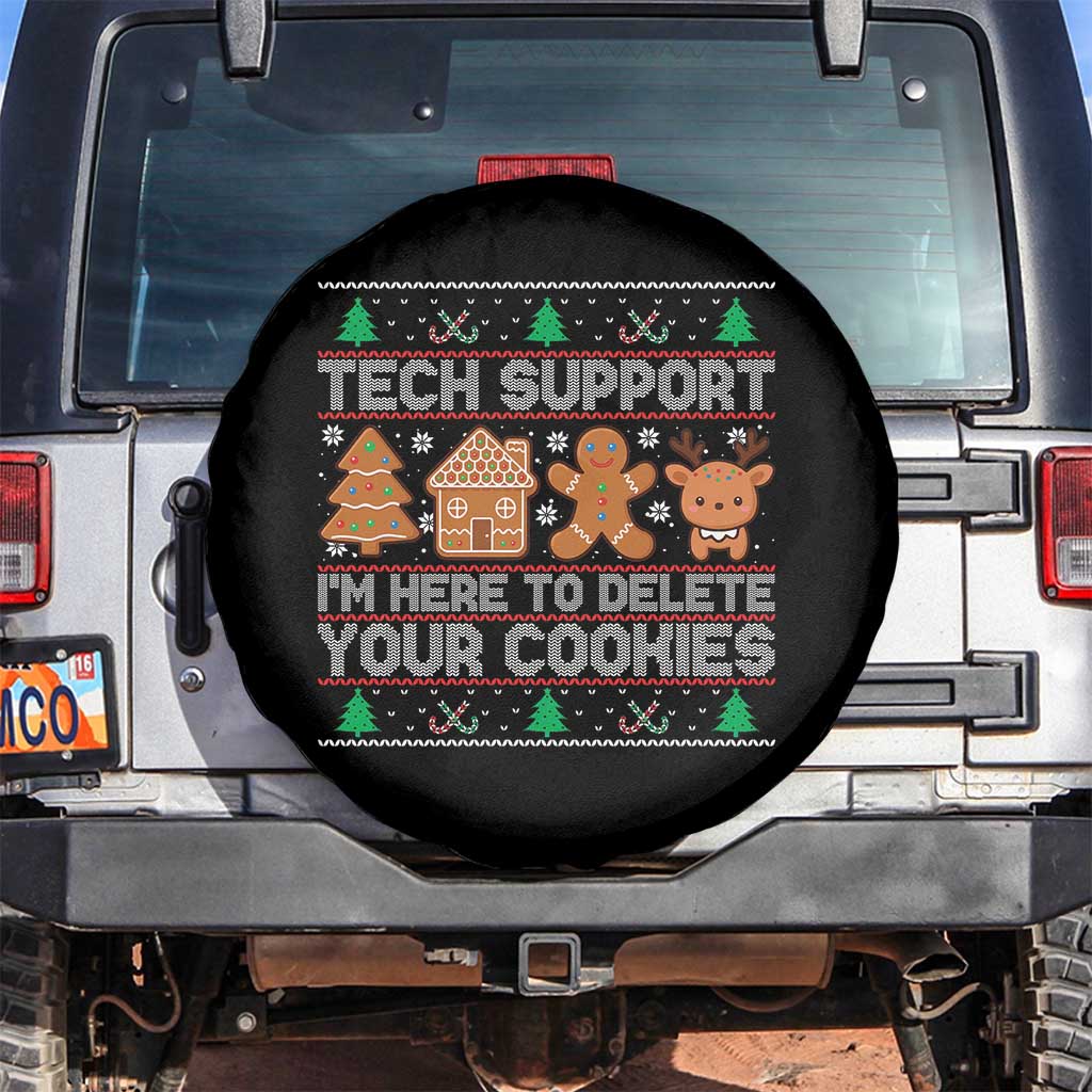 Funny Christmas Tech Support Spare Tire Cover Computer Programmer Gift Here To Delete Cookies Ugly Xmas TS10 No hole Black Print Your Wear