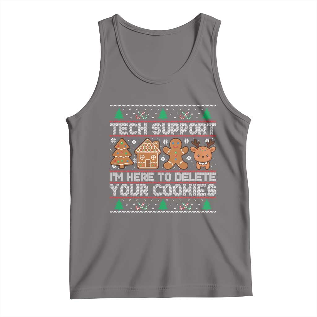 Funny Christmas Tech Support Tank Top Computer Programmer Gift Here To Delete Cookies Ugly Xmas TS10 Deep Heather Print Your Wear