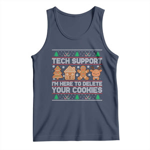 Funny Christmas Tech Support Tank Top Computer Programmer Gift Here To Delete Cookies Ugly Xmas TS10 Navy Print Your Wear