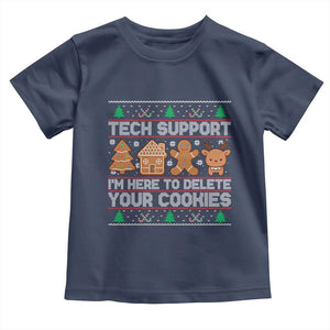 Funny Christmas Tech Support Toddler T Shirt Computer Programmer Gift Here To Delete Cookies Ugly Xmas TS10 Navy Print Your Wear