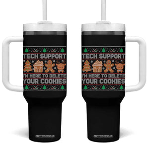 Funny Christmas Tech Support Tumbler With Handle Computer Programmer Gift Here To Delete Cookies Ugly Xmas TS10 One Size: 40 oz Black Print Your Wear