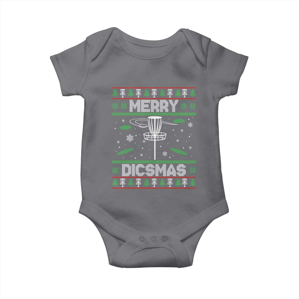 Disc Golf Christmas Baby Onesie Merry Discmas Ugly Xmas TS10 Charcoal Print Your Wear