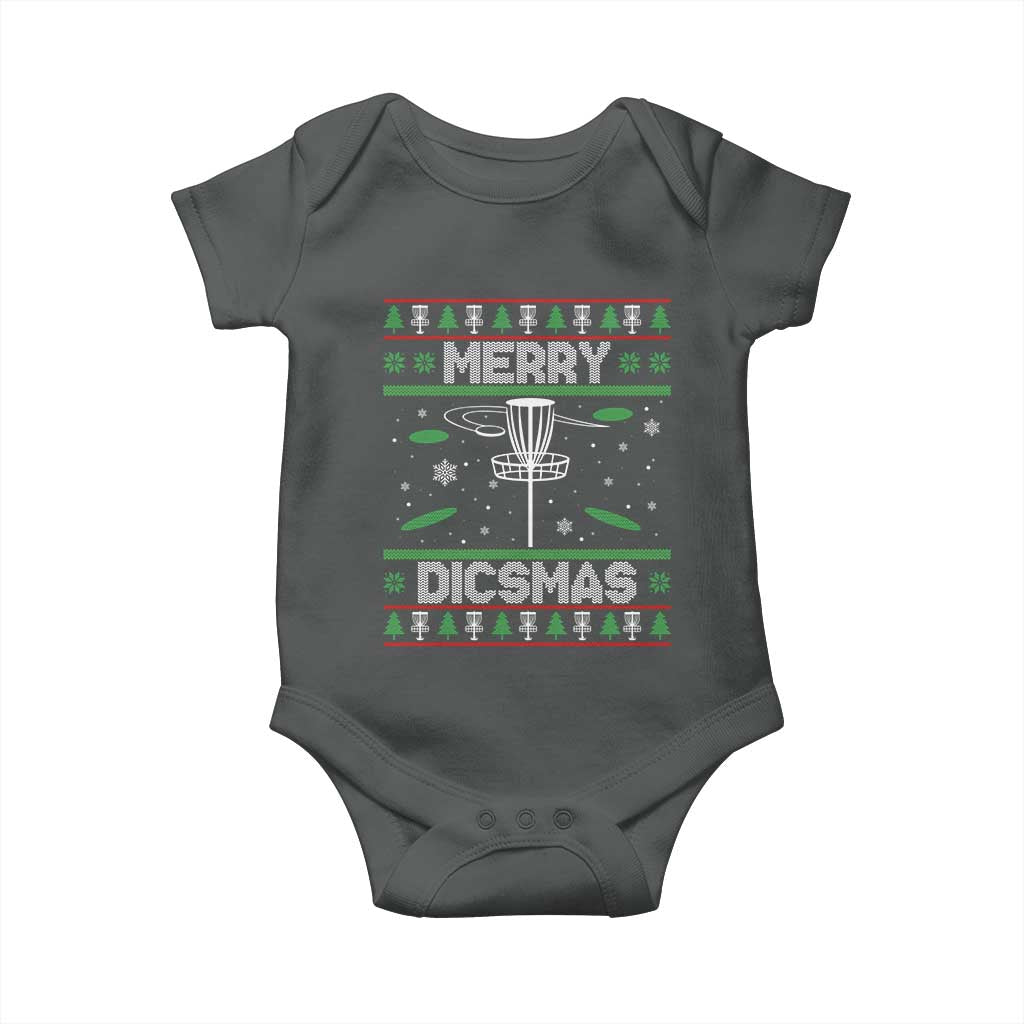 Disc Golf Christmas Baby Onesie Merry Discmas Ugly Xmas TS10 Dark Heather Print Your Wear