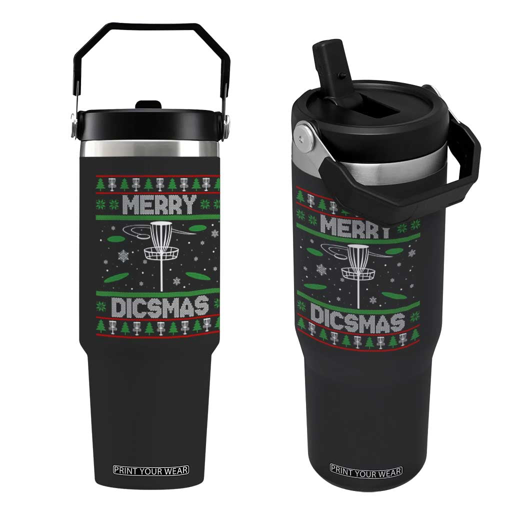 Disc Golf Christmas Flip Straw Tumbler Merry Discmas Ugly Xmas TS10 One Size: 30 oz Black Print Your Wear