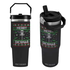 Disc Golf Christmas Flip Straw Tumbler Merry Discmas Ugly Xmas TS10 One Size: 30 oz Black Print Your Wear