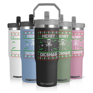 Disc Golf Christmas Flip Straw Tumbler Merry Discmas Ugly Xmas TS10 Print Your Wear