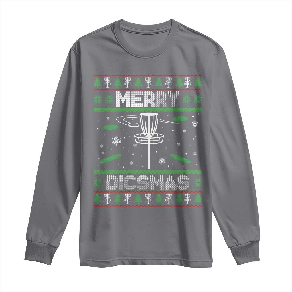 Disc Golf Christmas Long Sleeve Shirt Merry Discmas Ugly Xmas TS10 Charcoal Print Your Wear