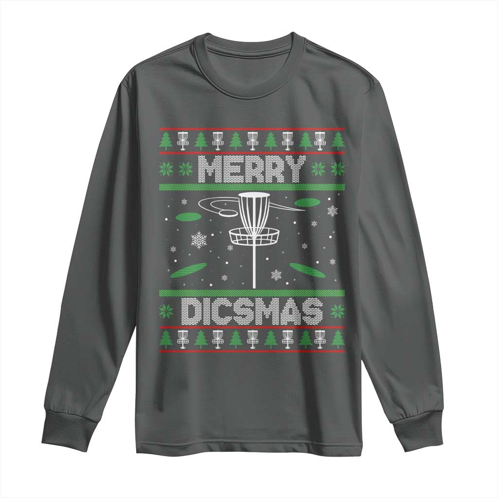 Disc Golf Christmas Long Sleeve Shirt Merry Discmas Ugly Xmas TS10 Dark Heather Print Your Wear