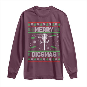 Disc Golf Christmas Long Sleeve Shirt Merry Discmas Ugly Xmas TS10 Maroon Print Your Wear