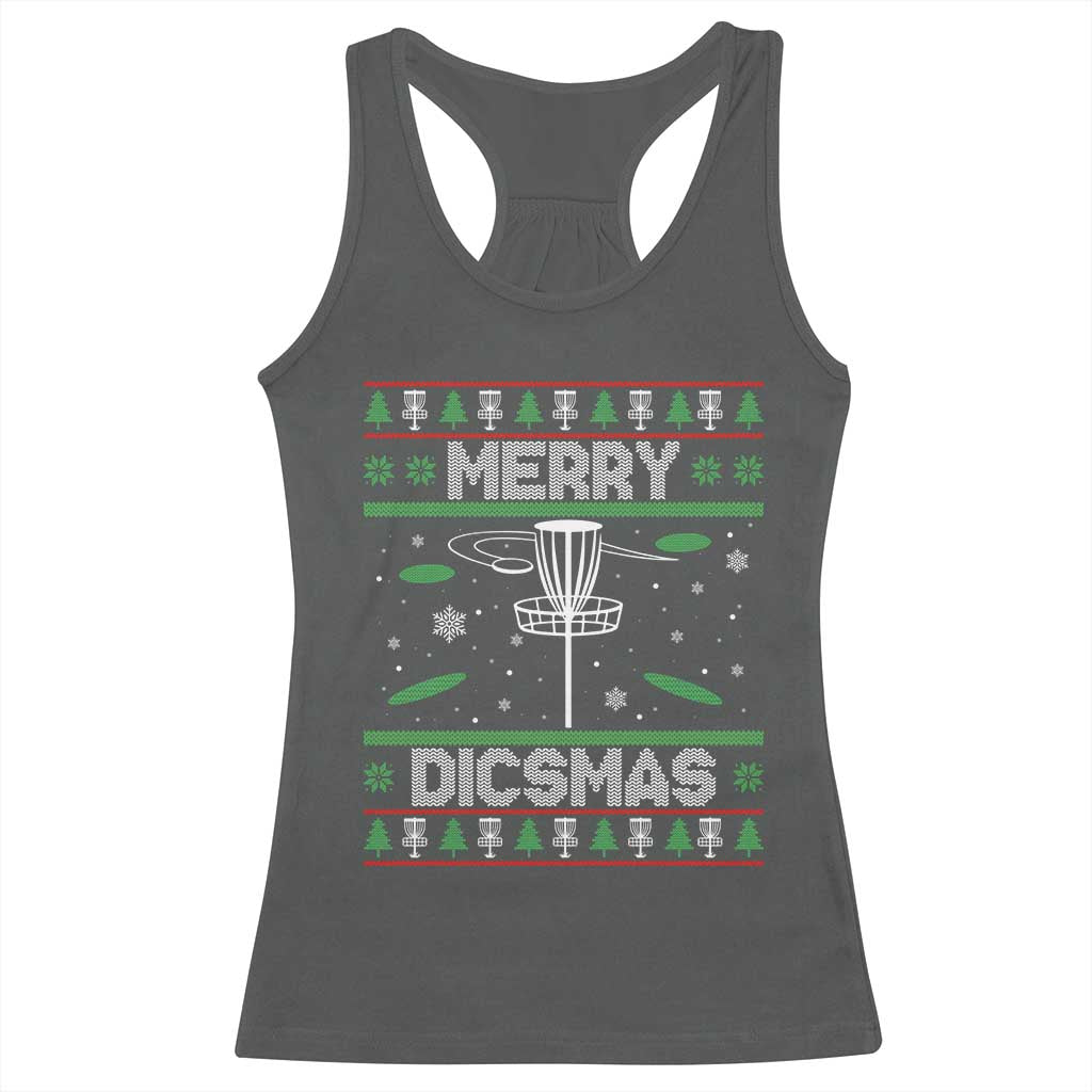 Disc Golf Christmas Racerback Tank Top Merry Discmas Ugly Xmas TS10 Dark Heather Print Your Wear