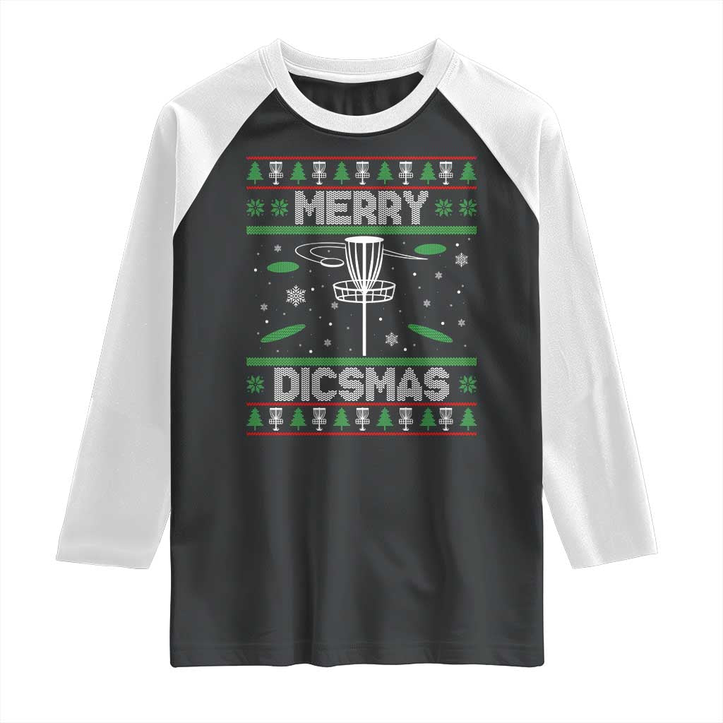Disc Golf Christmas Raglan Shirt Merry Discmas Ugly Xmas TS10 Black White Print Your Wear