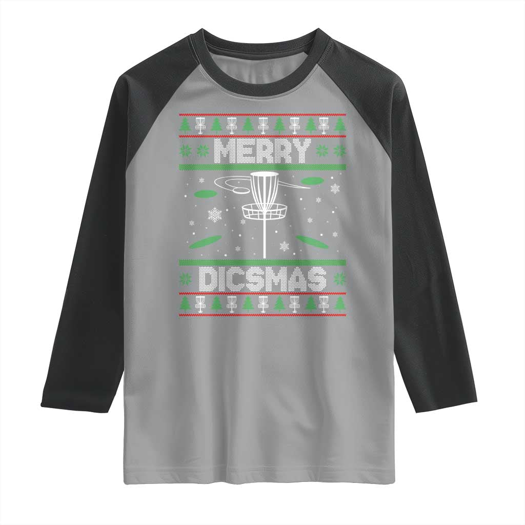 Disc Golf Christmas Raglan Shirt Merry Discmas Ugly Xmas TS10 Sport Gray Black Print Your Wear
