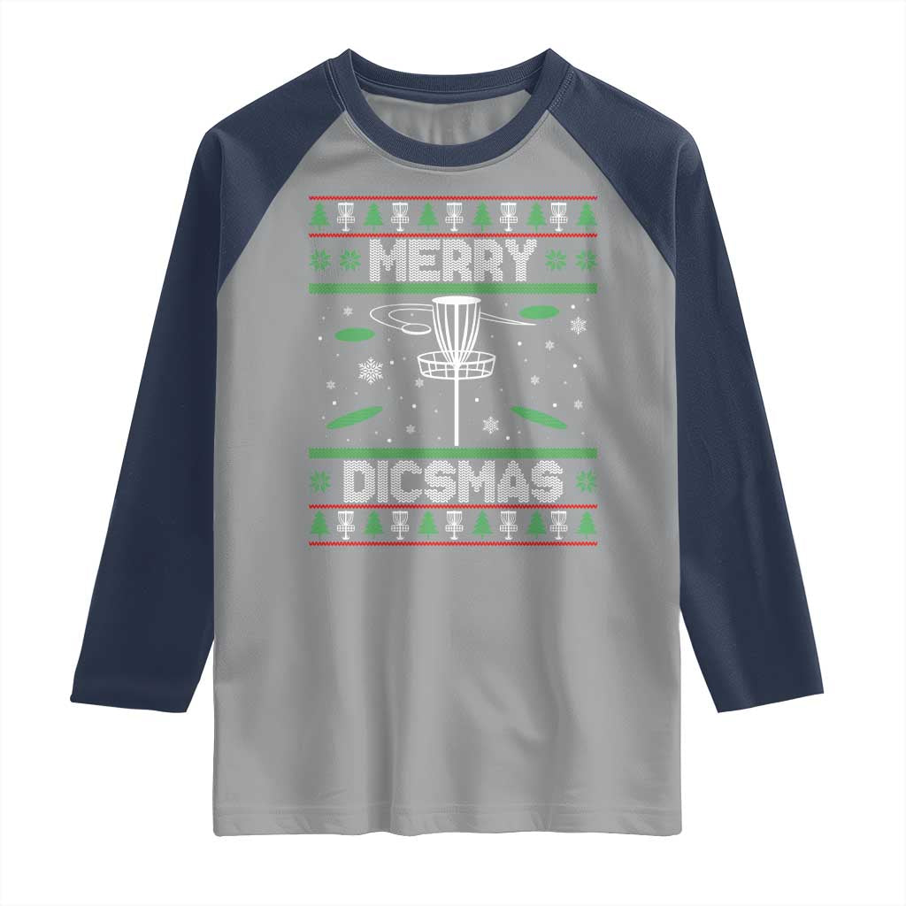 Disc Golf Christmas Raglan Shirt Merry Discmas Ugly Xmas TS10 Sport Gray Navy Print Your Wear