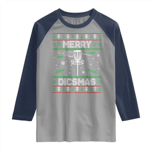 Disc Golf Christmas Raglan Shirt Merry Discmas Ugly Xmas TS10 Sport Gray Navy Print Your Wear