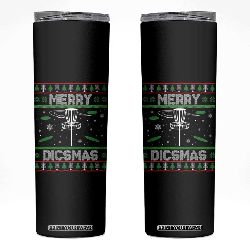 Disc Golf Christmas Skinny Tumbler Merry Discmas Ugly Xmas TS10 Black Print Your Wear