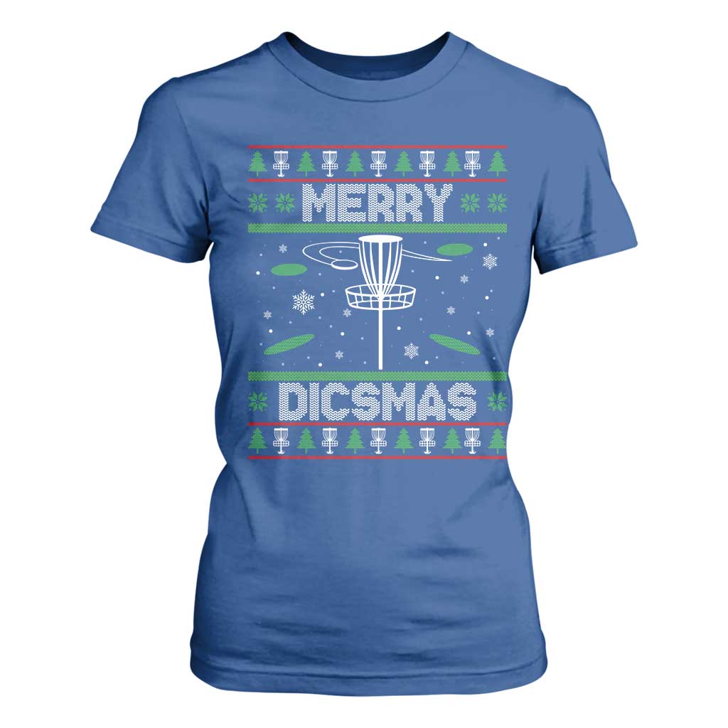 Disc Golf Christmas T Shirt For Women Merry Discmas Ugly Xmas TS10 Royal Blue Print Your Wear