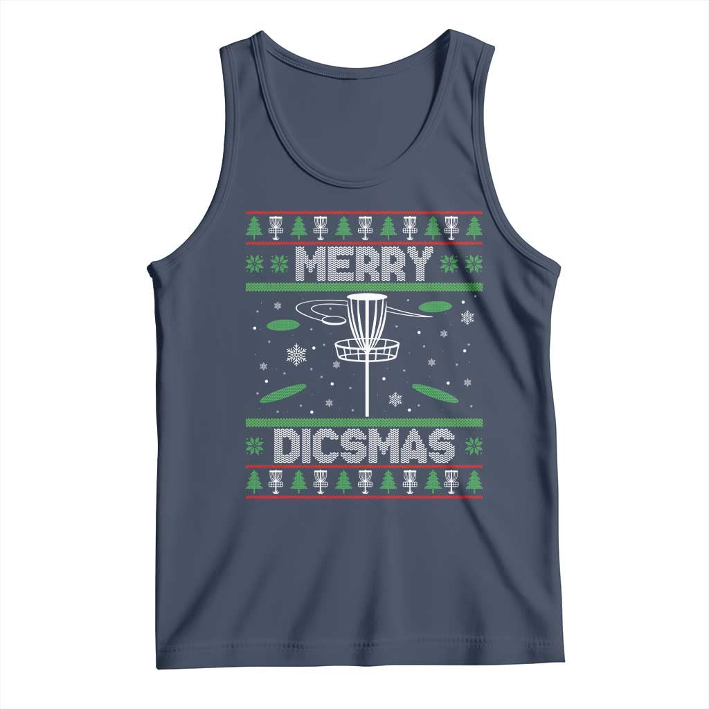 Disc Golf Christmas Tank Top Merry Discmas Ugly Xmas TS10 Navy Print Your Wear