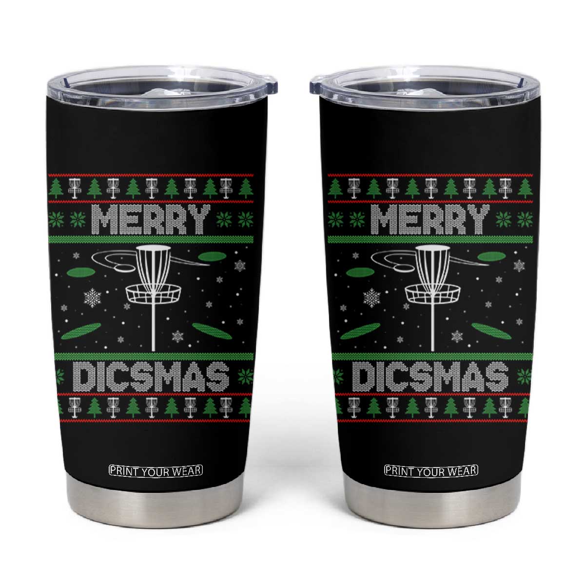 Disc Golf Christmas Tumbler Cup Merry Discmas Ugly Xmas TS10 Black Print Your Wear