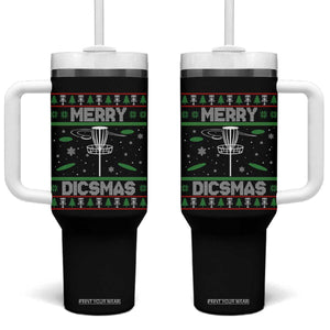 Disc Golf Christmas Tumbler With Handle Merry Discmas Ugly Xmas TS10 One Size: 40 oz Black Print Your Wear