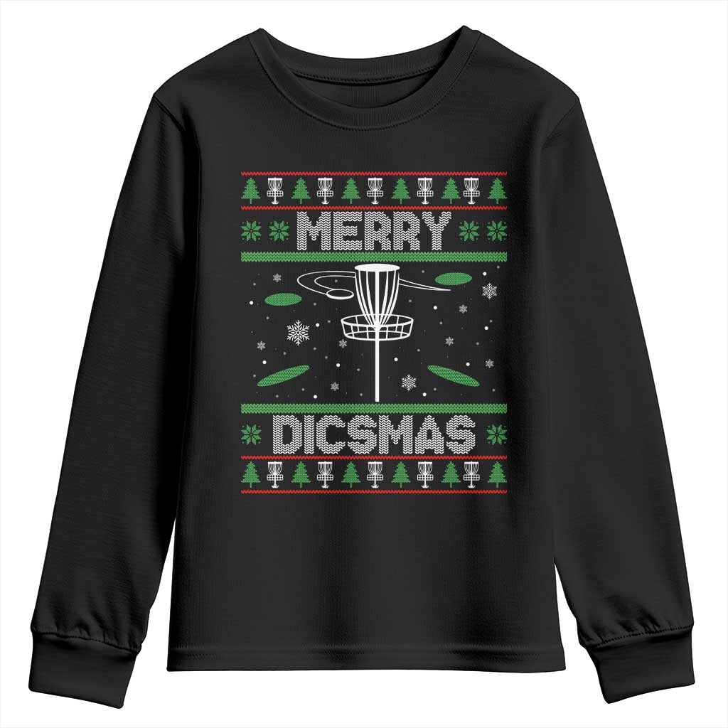 Disc Golf Christmas Youth Sweatshirt Merry Discmas Ugly Xmas TS10 Black Print Your Wear