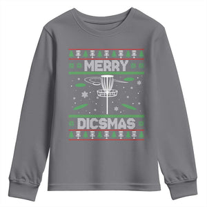 Disc Golf Christmas Youth Sweatshirt Merry Discmas Ugly Xmas TS10 Charcoal Print Your Wear
