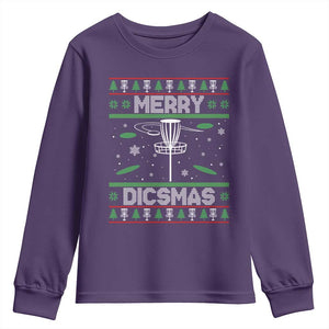 Disc Golf Christmas Youth Sweatshirt Merry Discmas Ugly Xmas TS10 Purple Print Your Wear
