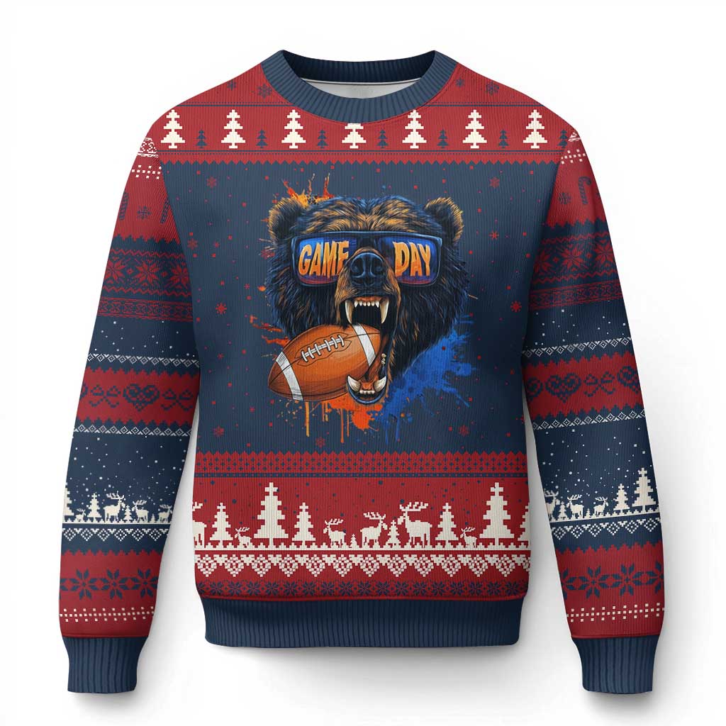 CFB Game Day Ugly Christmas Sweater Vintage Watercolors Mascot Retro Fan Gift TS10 Navy Red Print Your Wear