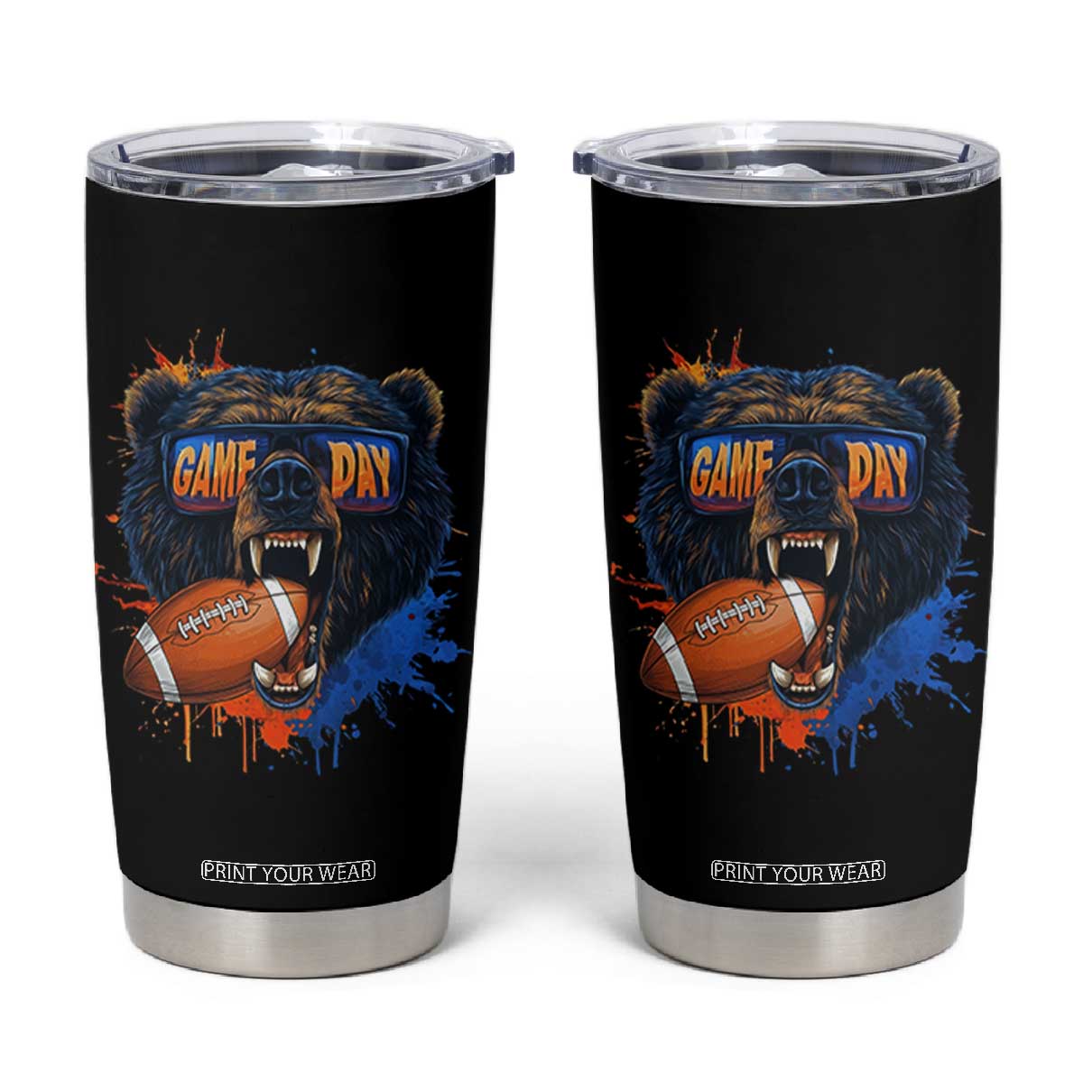 CFB Game Day Tumbler Cup Vintage Watercolors Mascot Retro Fan Gift TS10 Black Print Your Wear