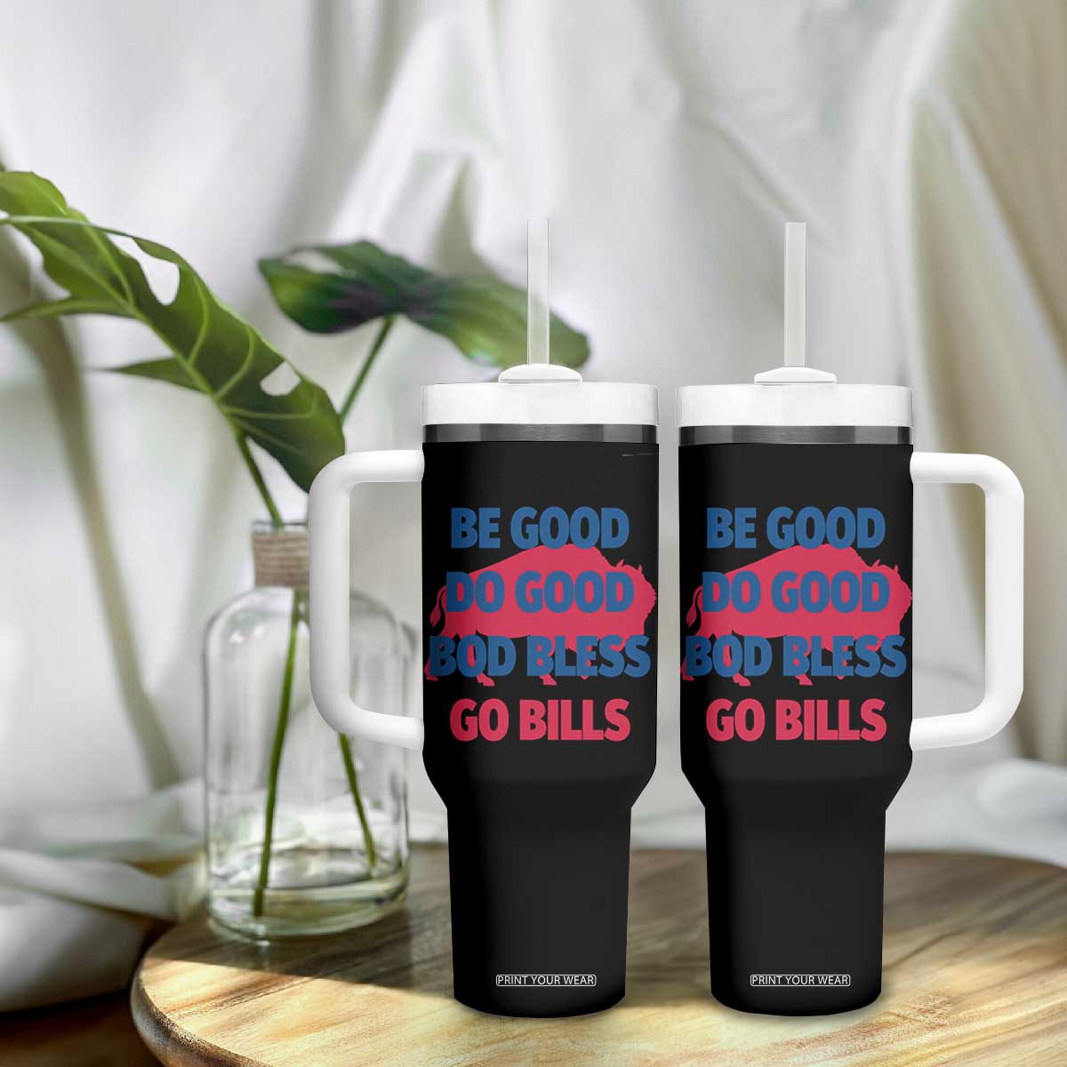 Football Lovers Tumbler With Handle Game Day Be Good Do Good God Bless Go BFB TS10 Print Your Wear