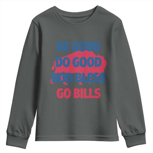 Football Lovers Youth Sweatshirt Game Day Be Good Do Good God Bless Go BFB TS10 Dark Heather Print Your Wear