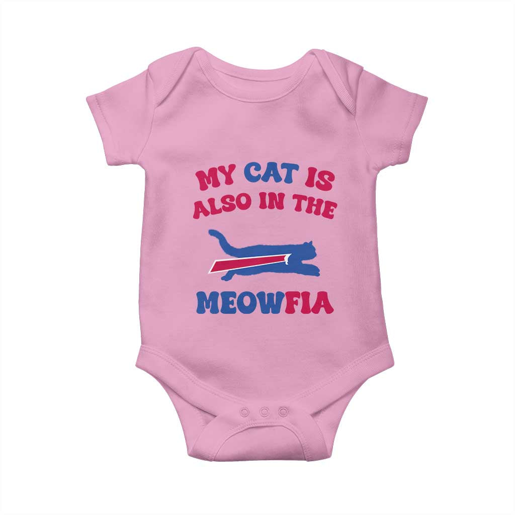 My Cat Is Also In The Meowfia Baby Onesie Cat Dad Football Lover Mafia Fan TS10 Light Pink Print Your Wear