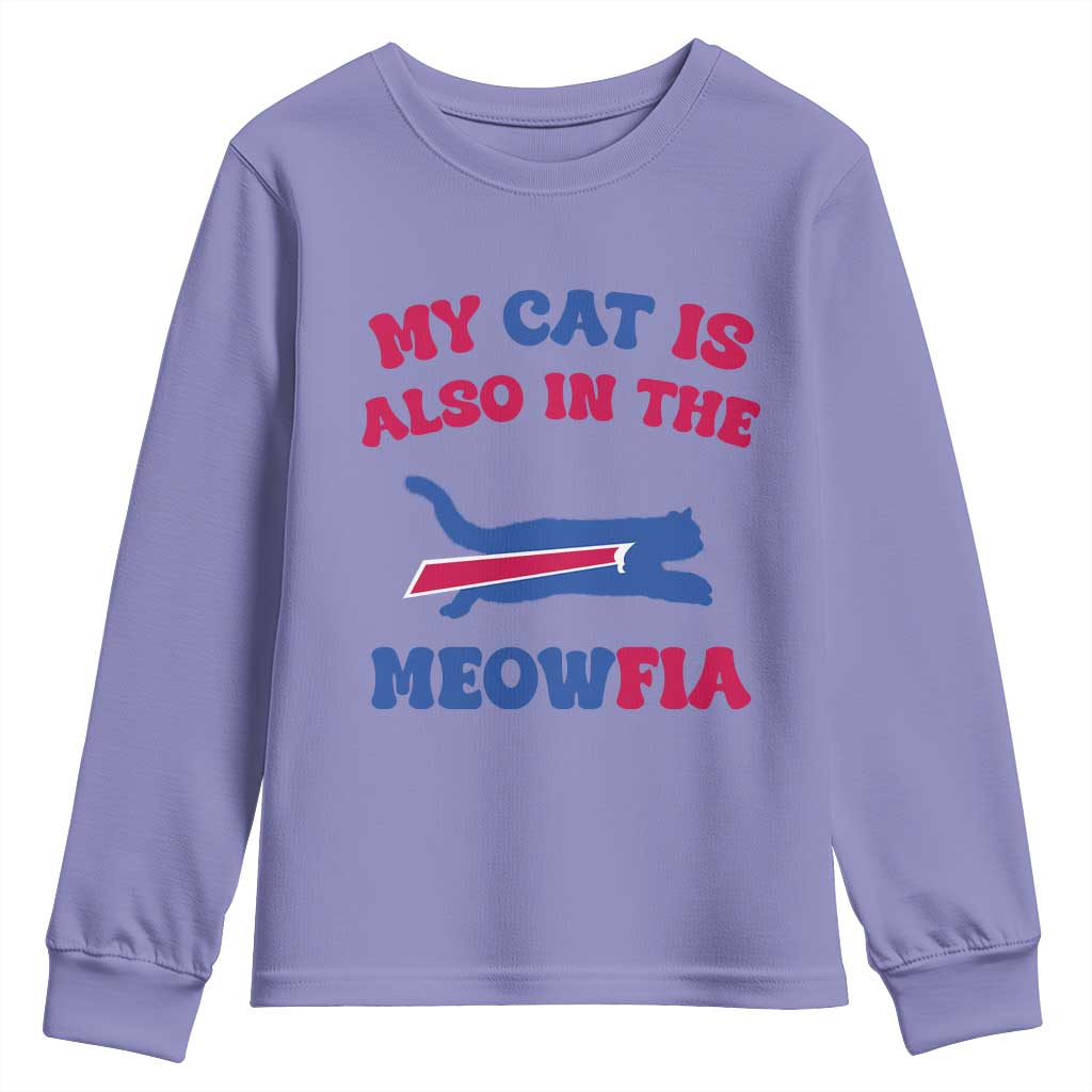 My Cat Is Also In The Meowfia Youth Sweatshirt Cat Dad Football Lover Mafia Fan TS10 Violet Print Your Wear