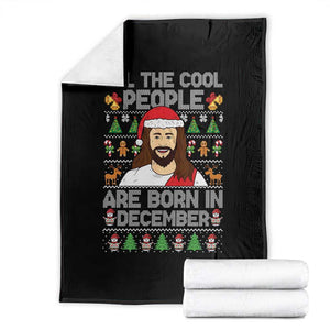 Funny Jesus Christmas December Birthday Throw Blanket Ugly Xmas TS10 Black Print Your Wear