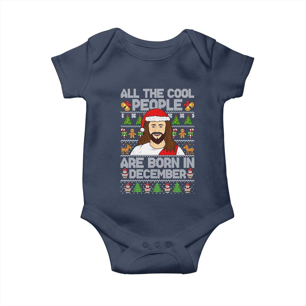 Funny Jesus Christmas December Birthday Baby Onesie Ugly Xmas TS10 Navy Print Your Wear