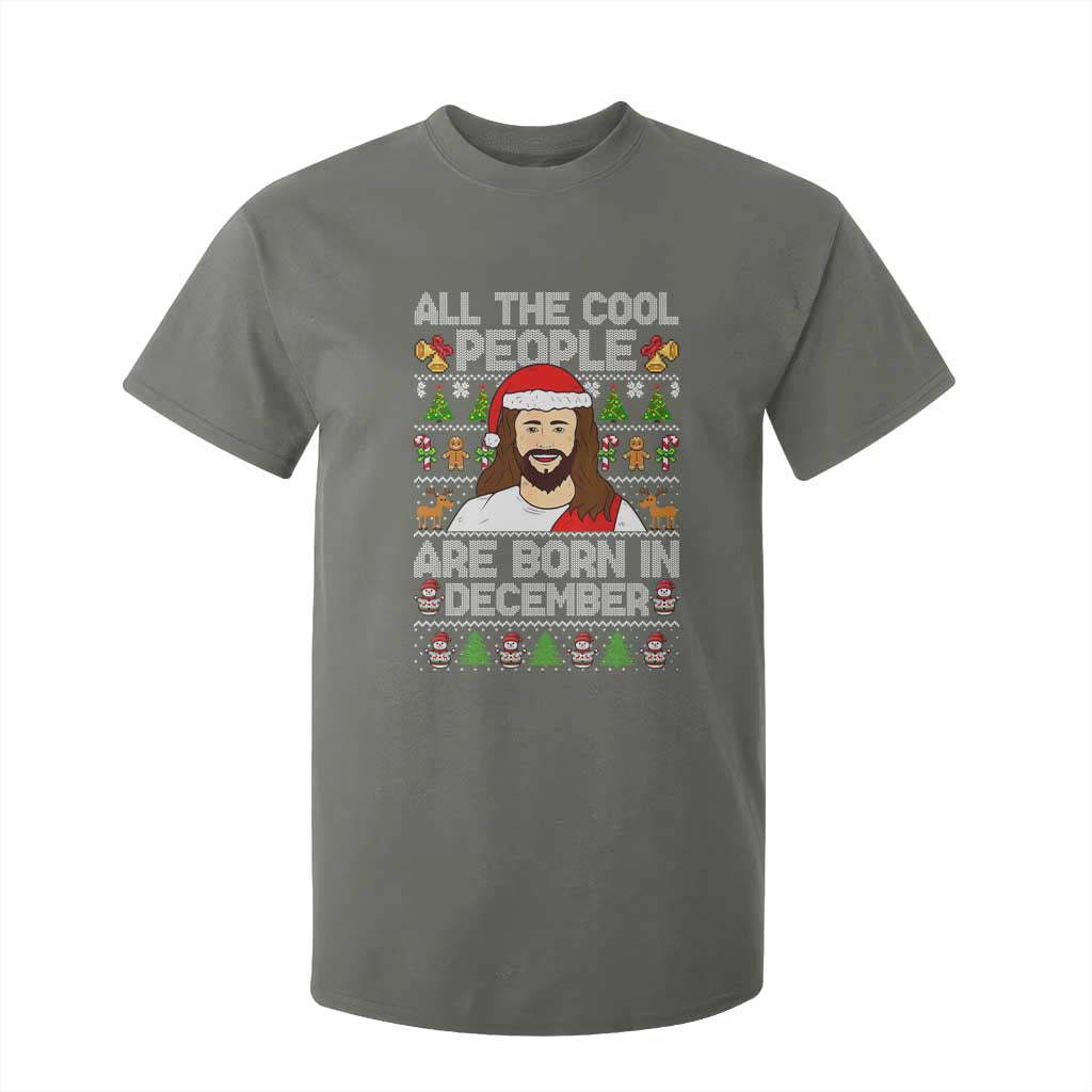 Funny Jesus Christmas December Birthday T Shirt For Kid Ugly Xmas TS10 Military Green Print Your Wear
