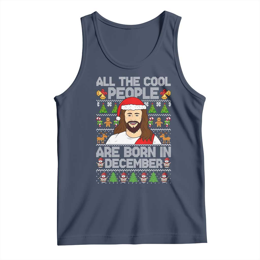 Funny Jesus Christmas December Birthday Tank Top Ugly Xmas TS10 Navy Print Your Wear