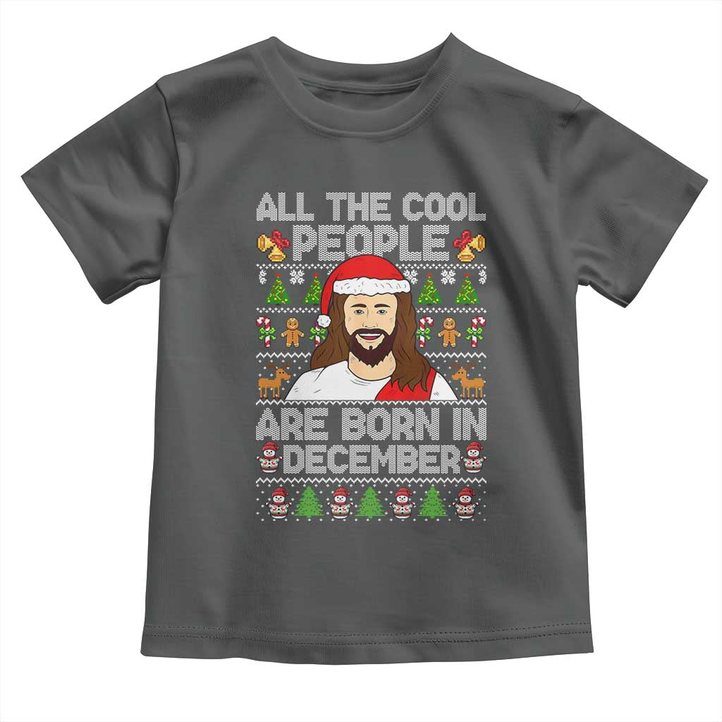 Funny Jesus Christmas December Birthday Toddler T Shirt Ugly Xmas TS10 Dark Heather Print Your Wear