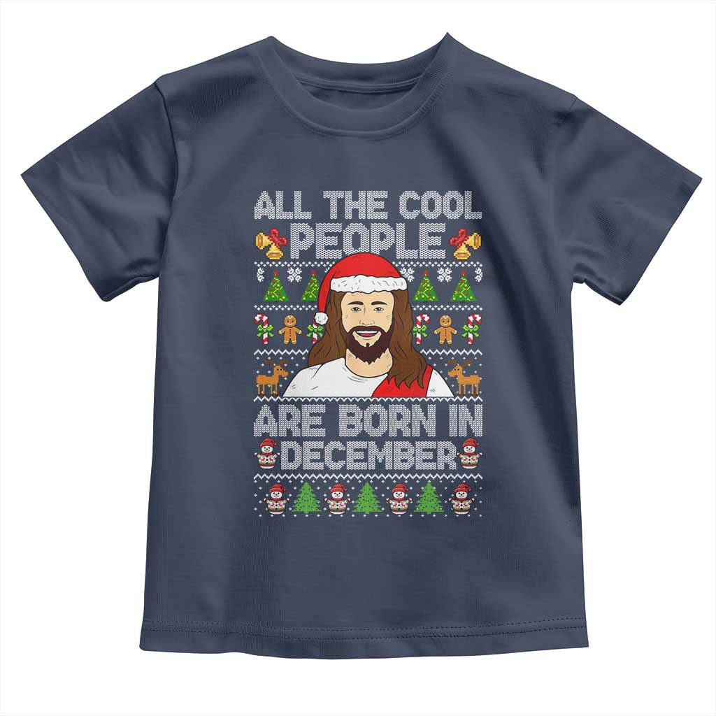 Funny Jesus Christmas December Birthday Toddler T Shirt Ugly Xmas TS10 Navy Print Your Wear
