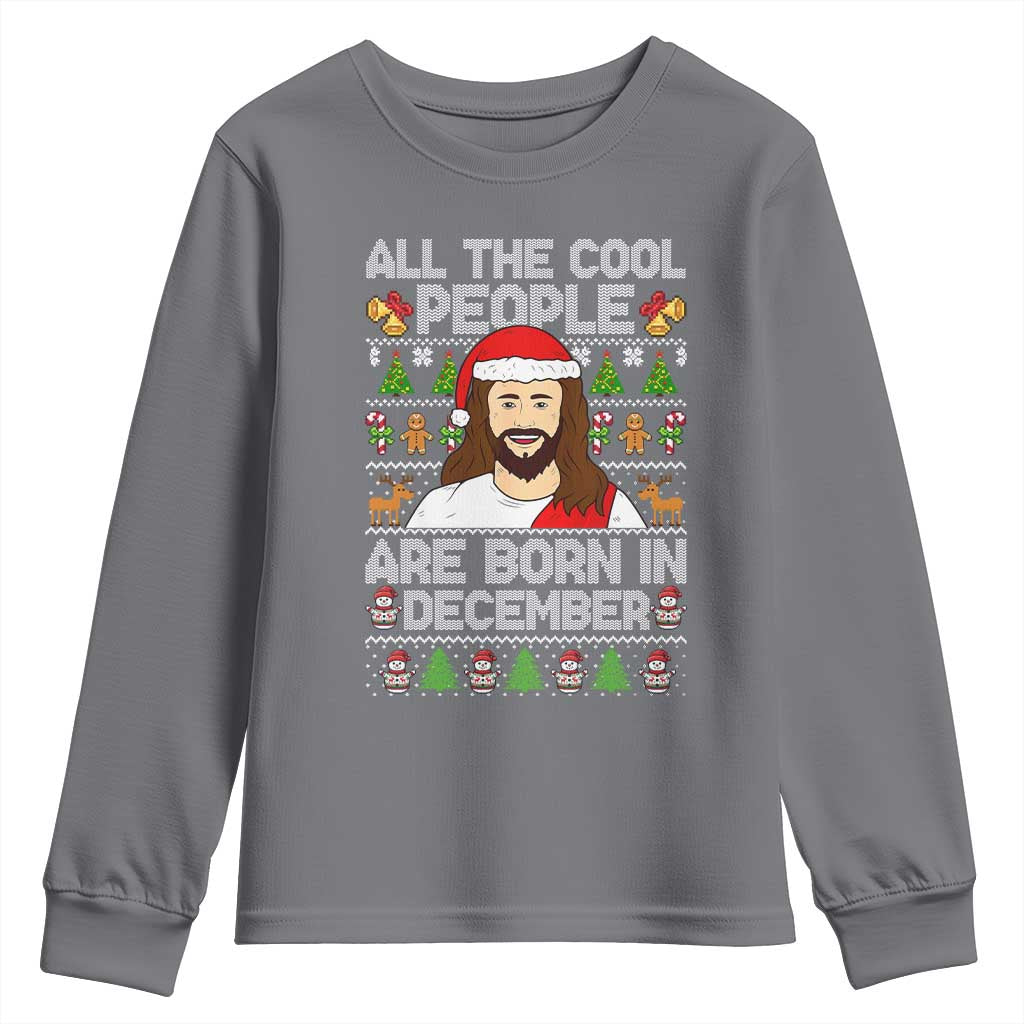 Funny Jesus Christmas December Birthday Youth Sweatshirt Ugly Xmas TS10 Charcoal Print Your Wear