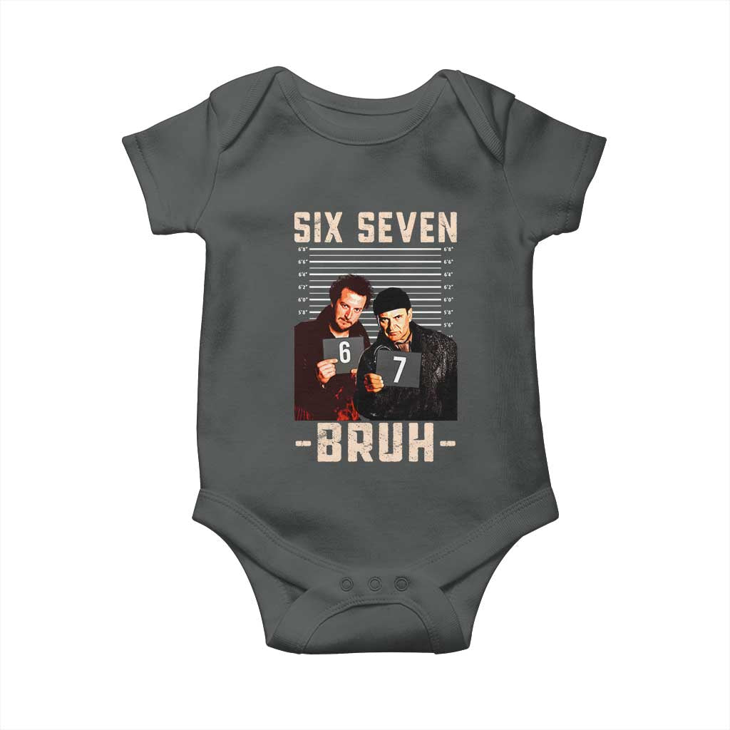Funny 6 7 Meme Baby Onesie Retro Home Christmas Movie Alone TS10 Dark Heather Print Your Wear
