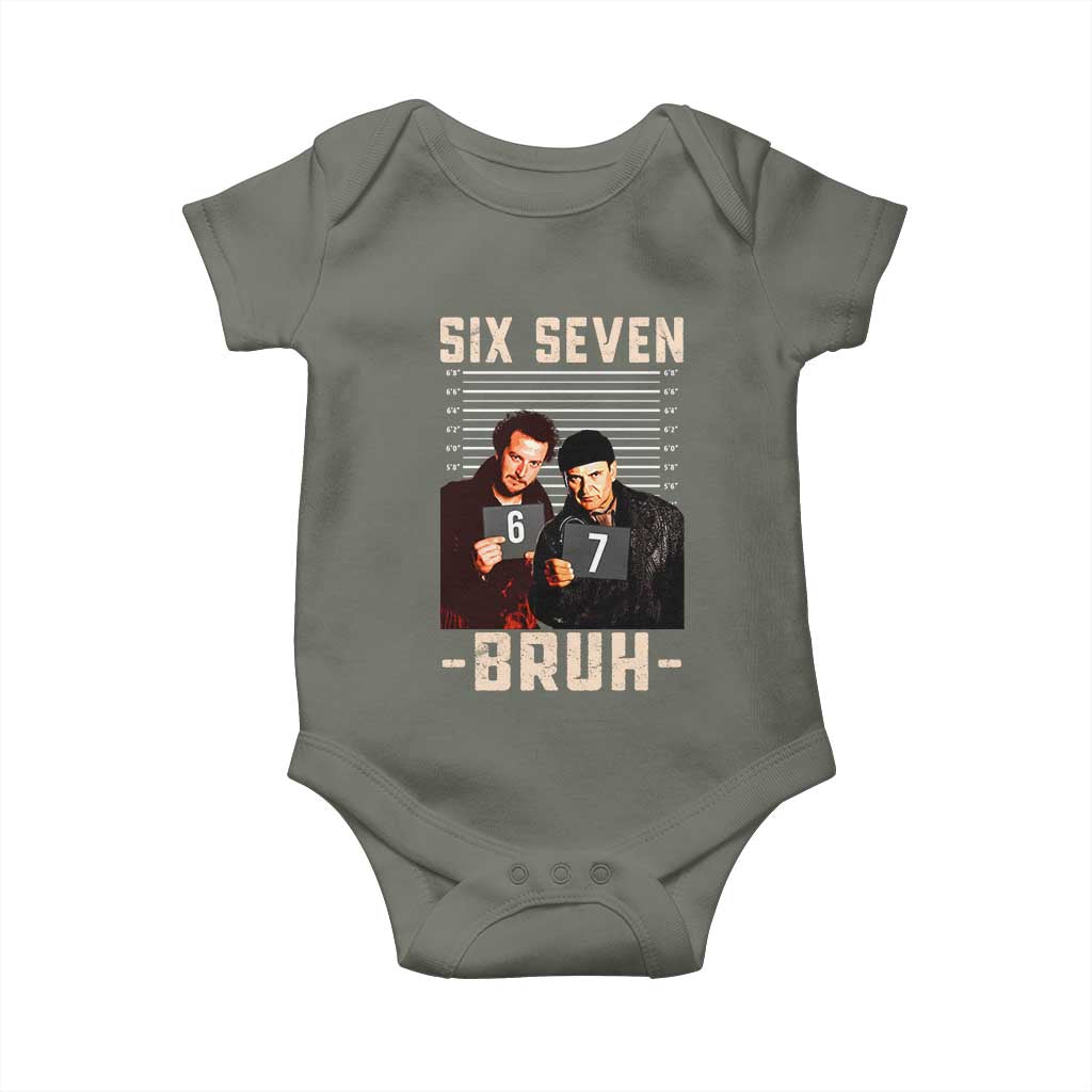 Funny 6 7 Meme Baby Onesie Retro Home Christmas Movie Alone TS10 Military Green Print Your Wear