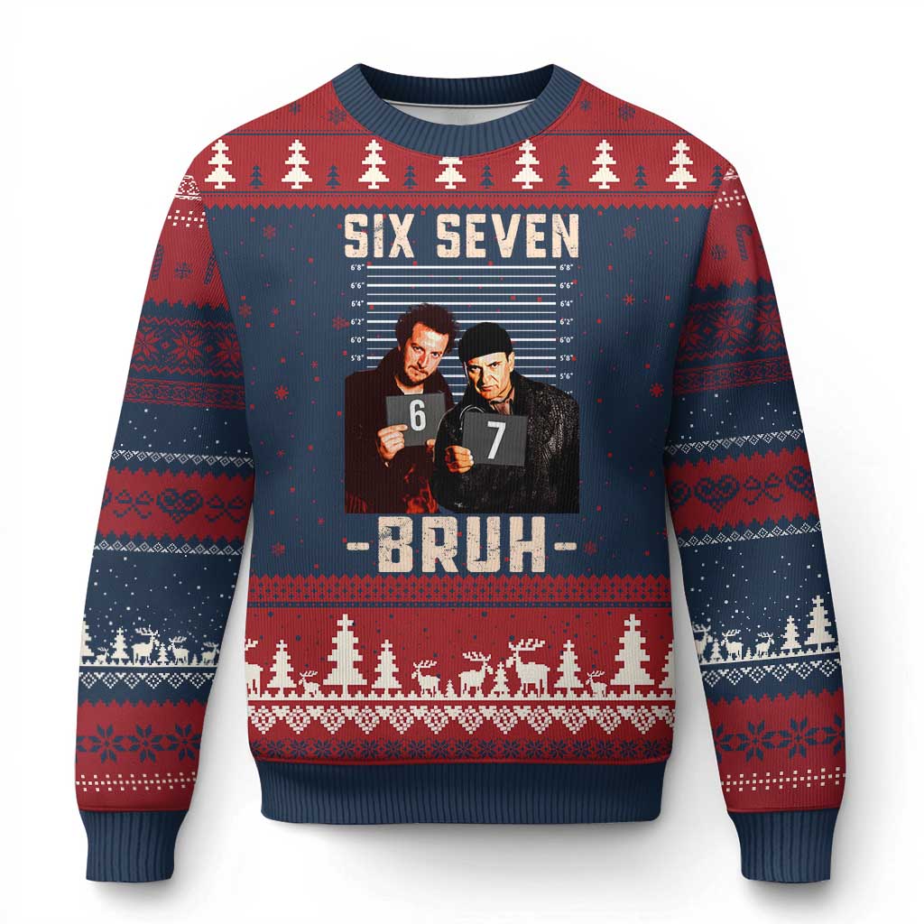 Funny 6 7 Meme Ugly Christmas Sweater Retro Home Xmas Movie Alone TS10 Navy Red Print Your Wear
