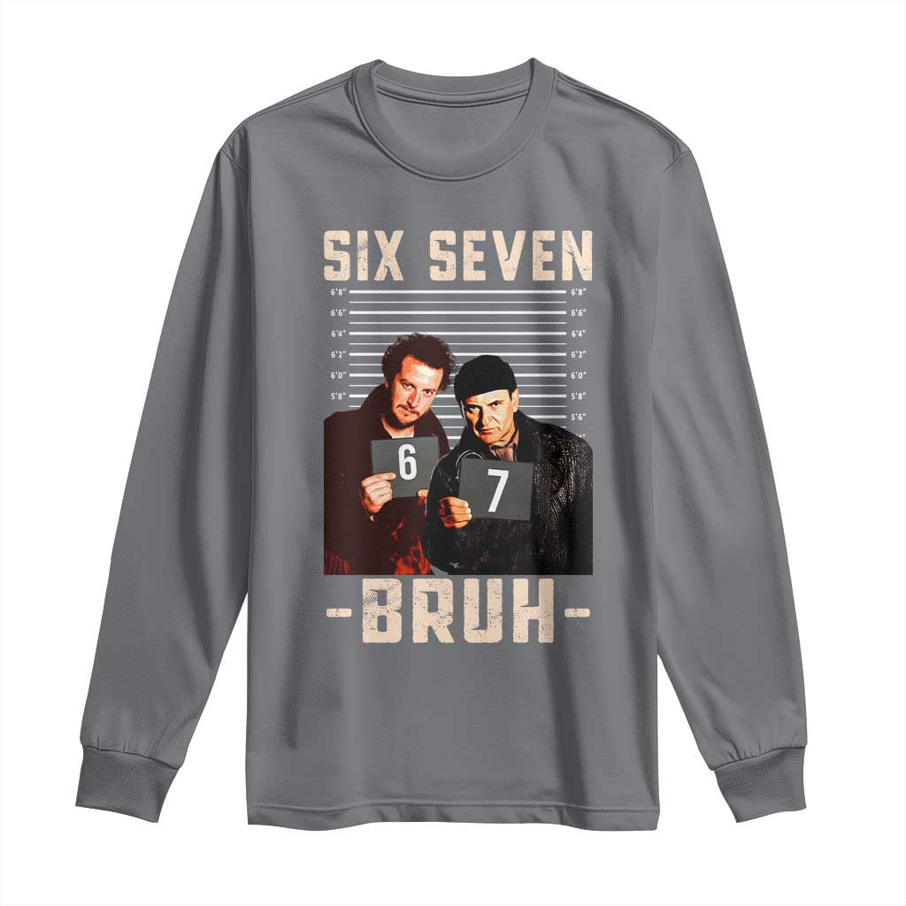Funny 6 7 Meme Long Sleeve Shirt Retro Home Christmas Movie Alone TS10 Charcoal Print Your Wear