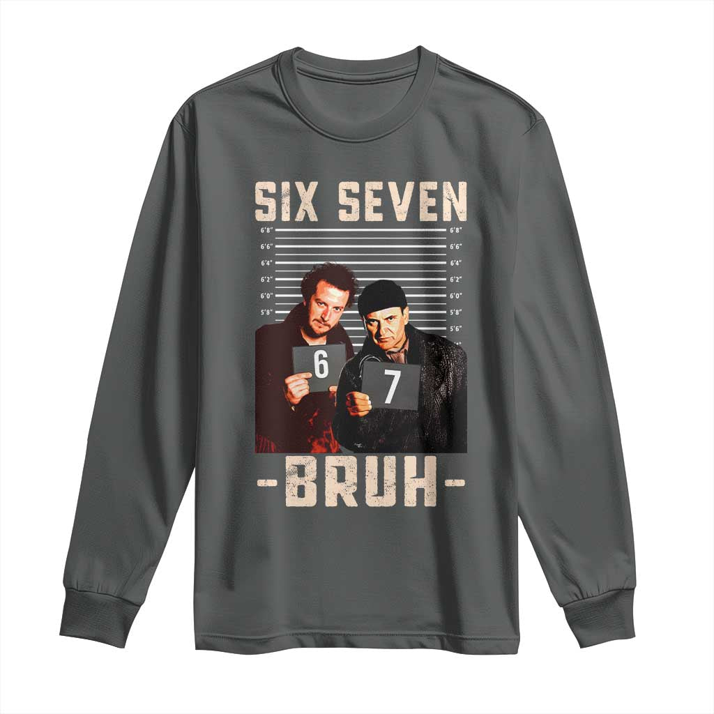 Funny 6 7 Meme Long Sleeve Shirt Retro Home Christmas Movie Alone TS10 Dark Heather Print Your Wear