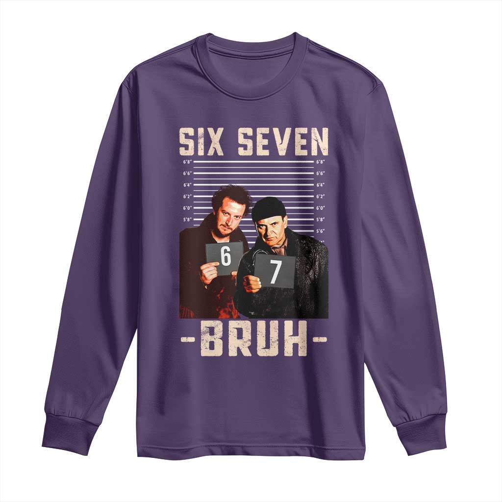 Funny 6 7 Meme Long Sleeve Shirt Retro Home Christmas Movie Alone TS10 Purple Print Your Wear