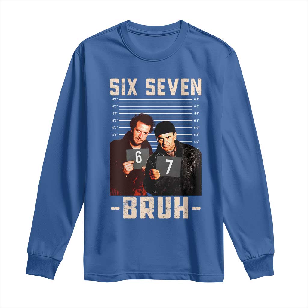 Funny 6 7 Meme Long Sleeve Shirt Retro Home Christmas Movie Alone TS10 Royal Blue Print Your Wear