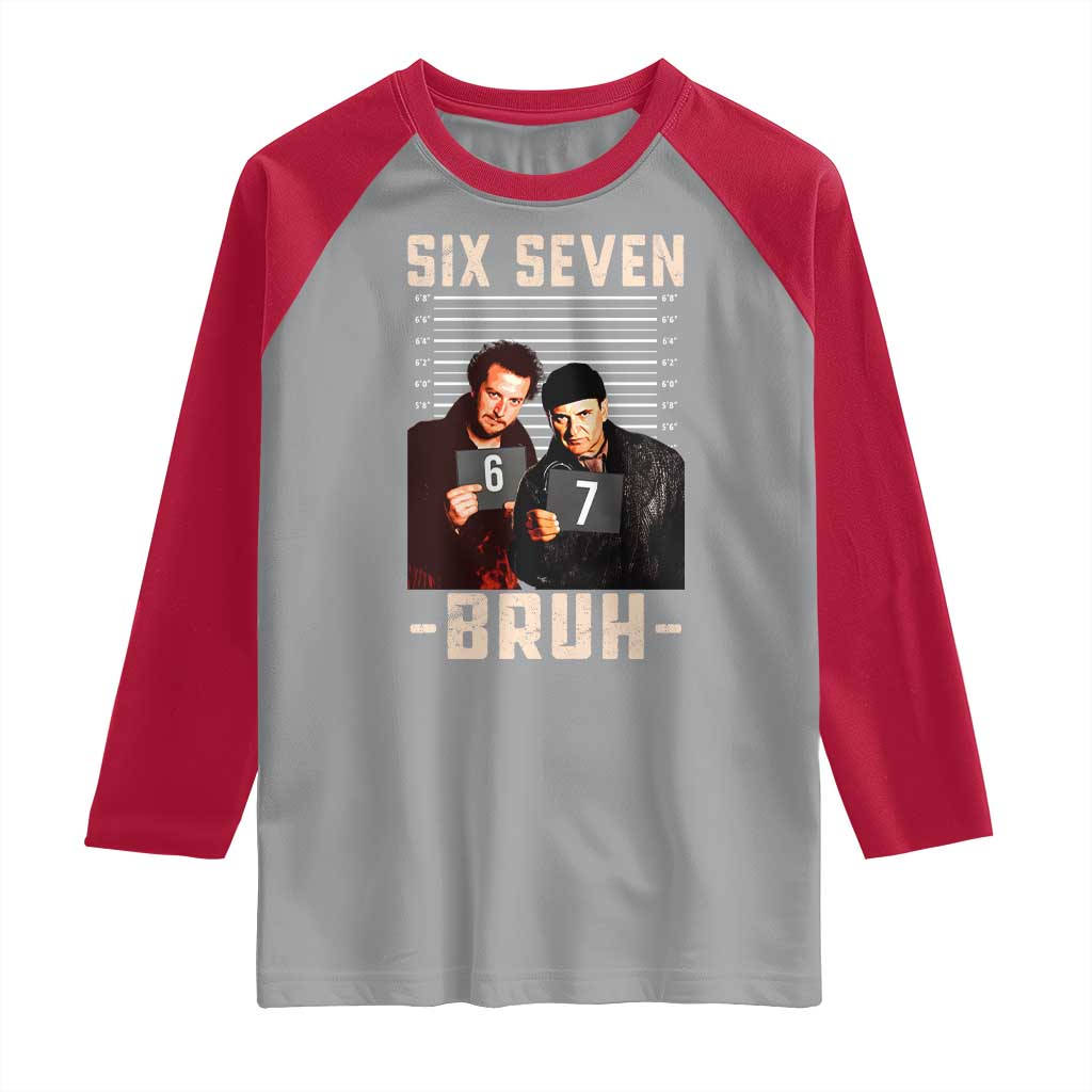 Funny 6 7 Meme Raglan Shirt Retro Home Christmas Movie Alone TS10 Sport Gray Red Print Your Wear