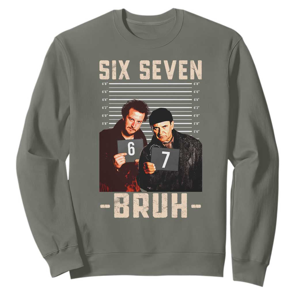 Funny 6 7 Meme Sweatshirt Retro Home Christmas Movie Alone TS10 Military Green Print Your Wear